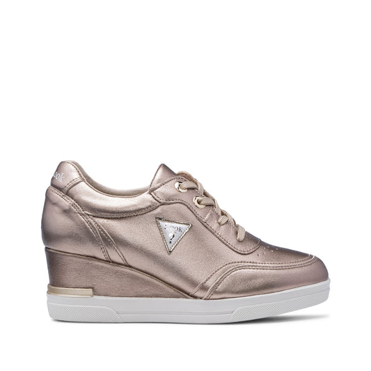 Sapatilha Salto Cunha Mulher Metalizado Bronze