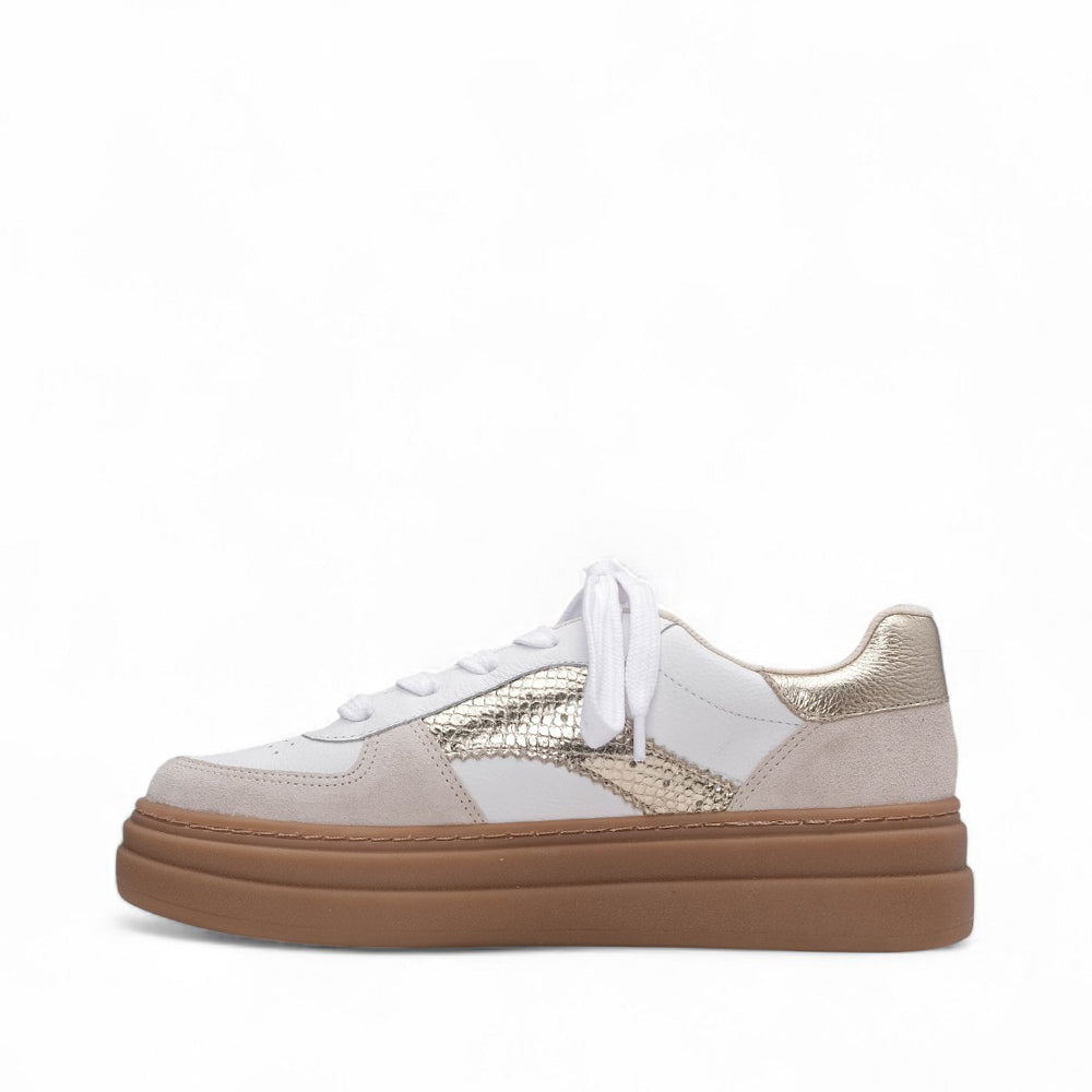 Sapatilha Casual Mulher Pele Branco E Ouro