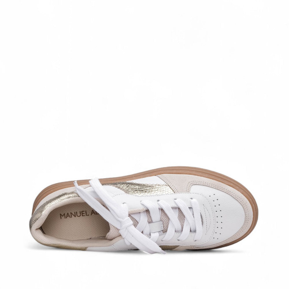 Sapatilha Casual Mulher Pele Branco E Ouro