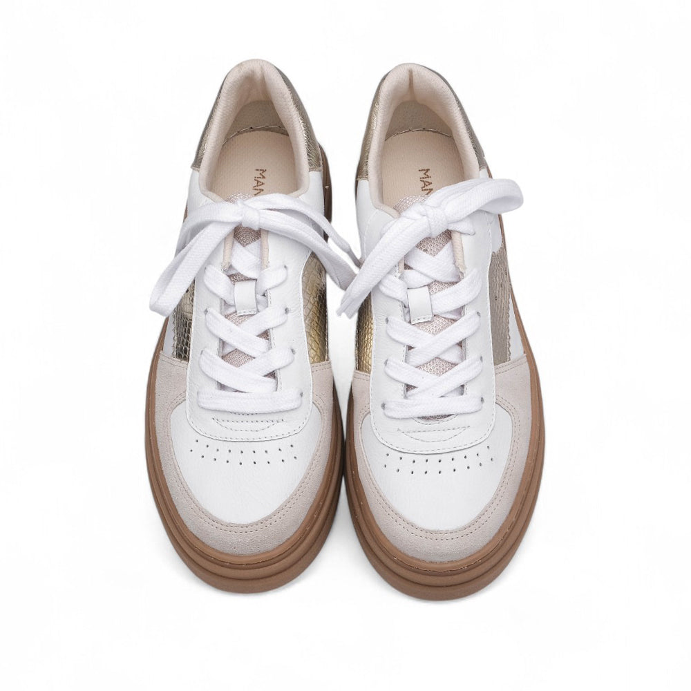 Sapatilha Casual Mulher Pele Branco E Ouro