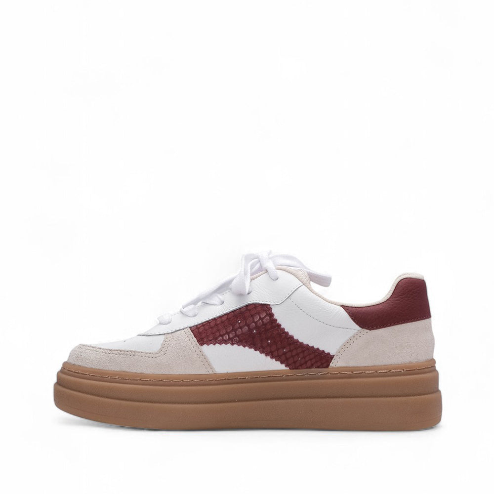 Sapatilha Casual Mulher Pele Branco E Vermelho