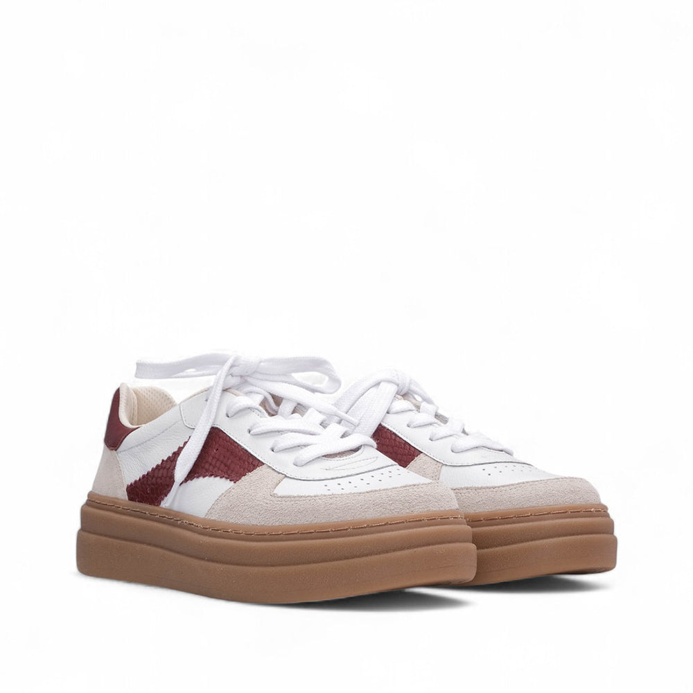 Sapatilha Casual Mulher Pele Branco E Vermelho