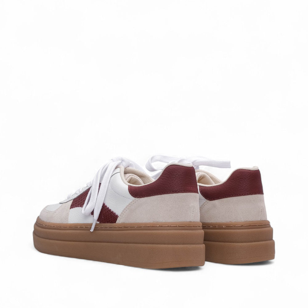 Sapatilha Casual Mulher Pele Branco E Vermelho