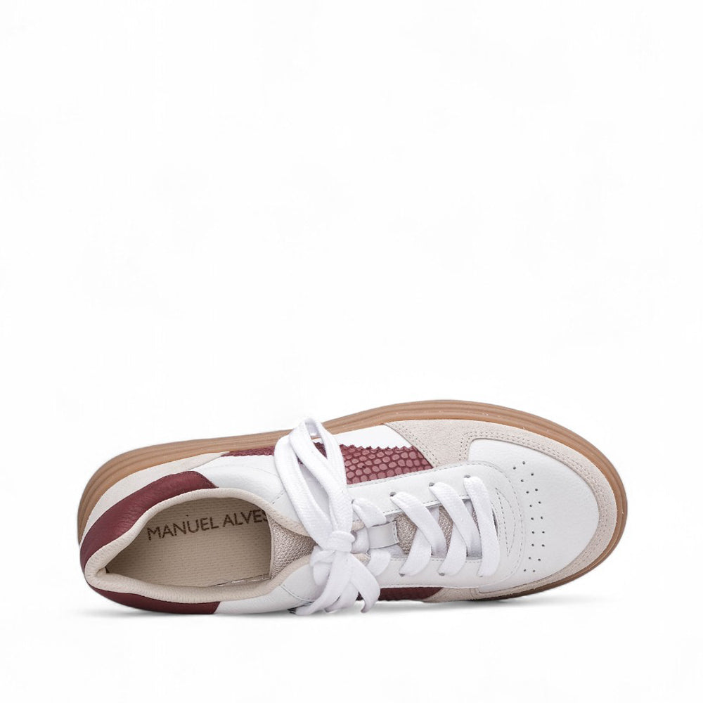 Sapatilha Casual Mulher Pele Branco E Vermelho