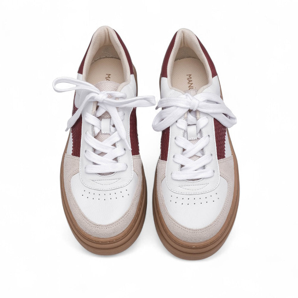 Sapatilha Casual Mulher Pele Branco E Vermelho