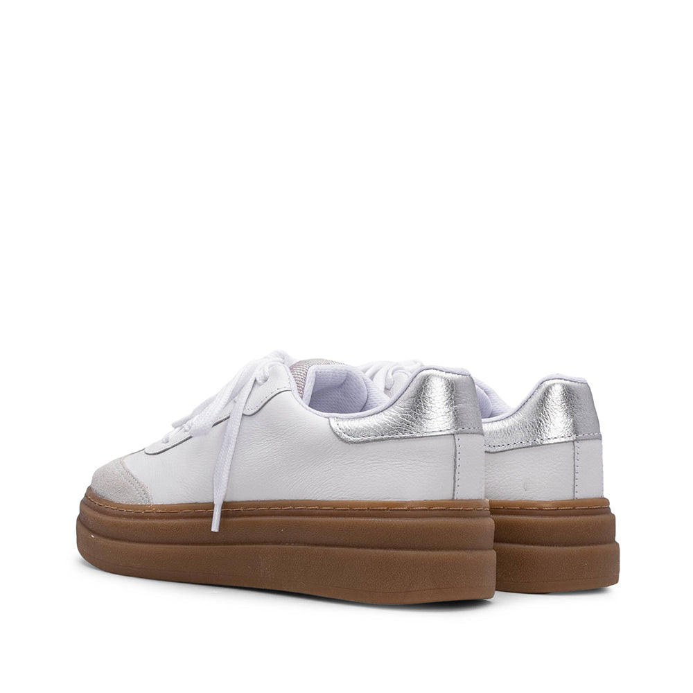 Sapatilha Casual Mulher Pele Branco E Cinza