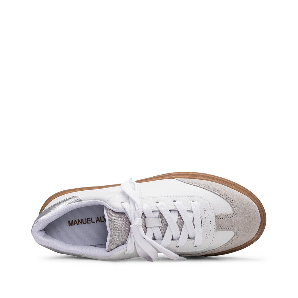 Sapatilha Casual Mulher Pele Branco E Cinza