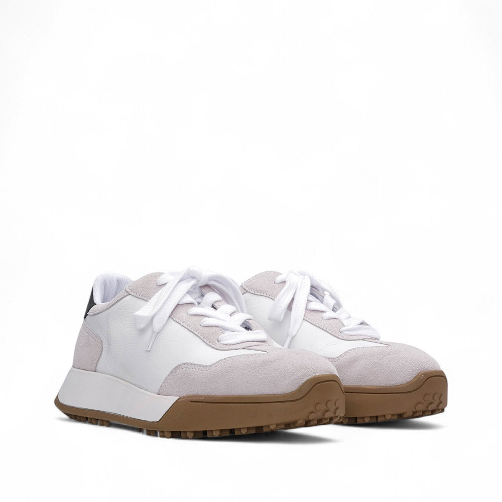 Sapatilha Casual Mulher Pele Branco E Cinza