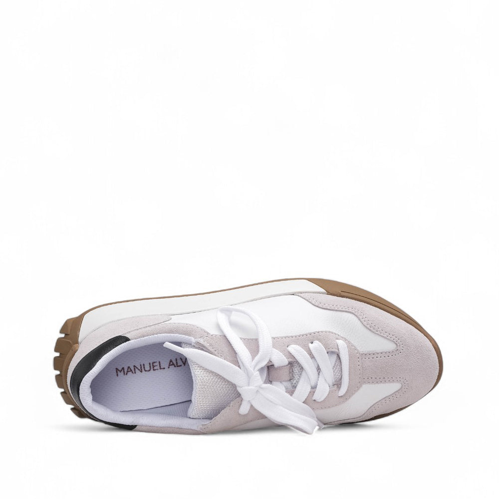 Sapatilha Casual Mulher Pele Branco E Cinza