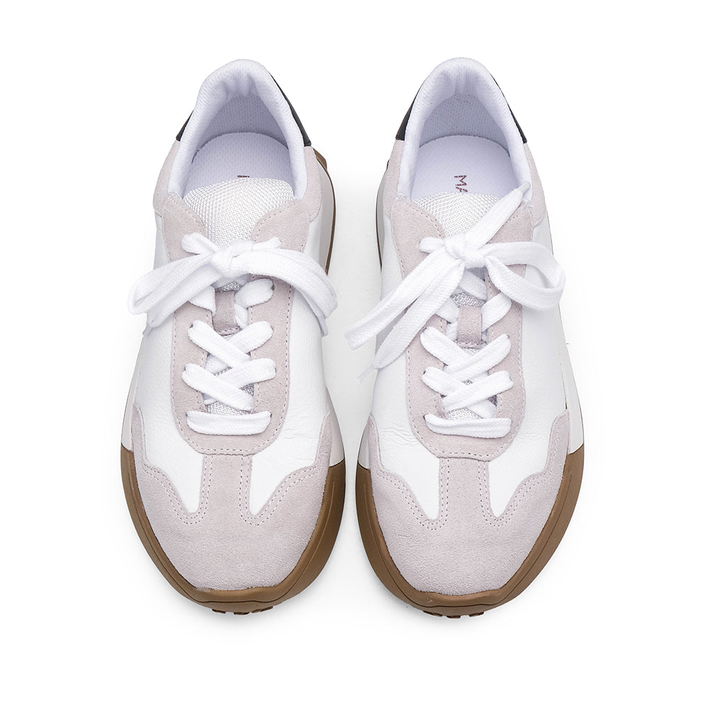 Sapatilha Casual Mulher Pele Branco E Cinza