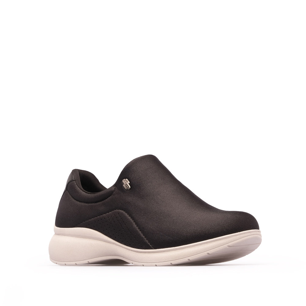 Sapatilha Casual Mulher Têxtil Preto E Branco