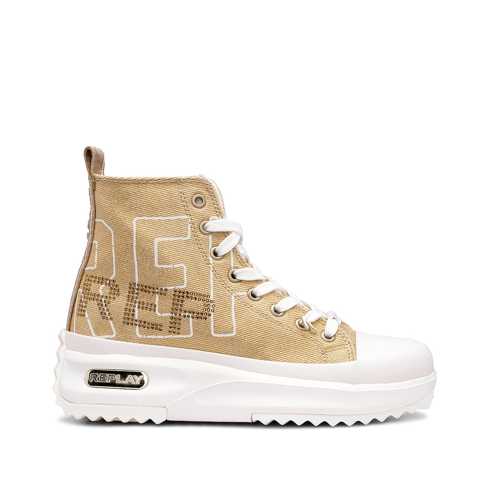 Sapatilha Casual Mulher Com Plataforma Dourado