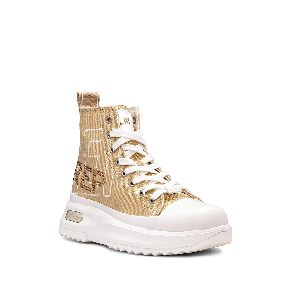Sapatilha Casual Mulher Com Plataforma Dourado