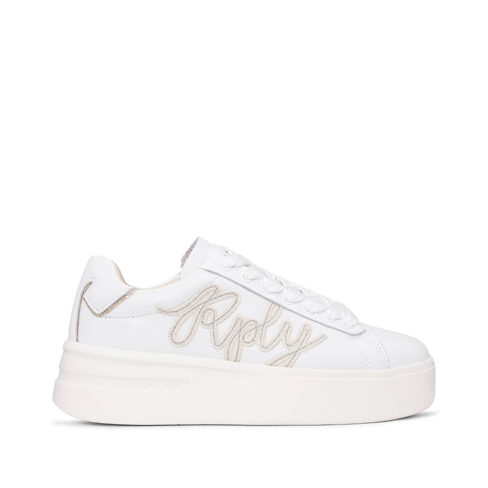 Sapatilha Casual Mulher Branco E Dourado