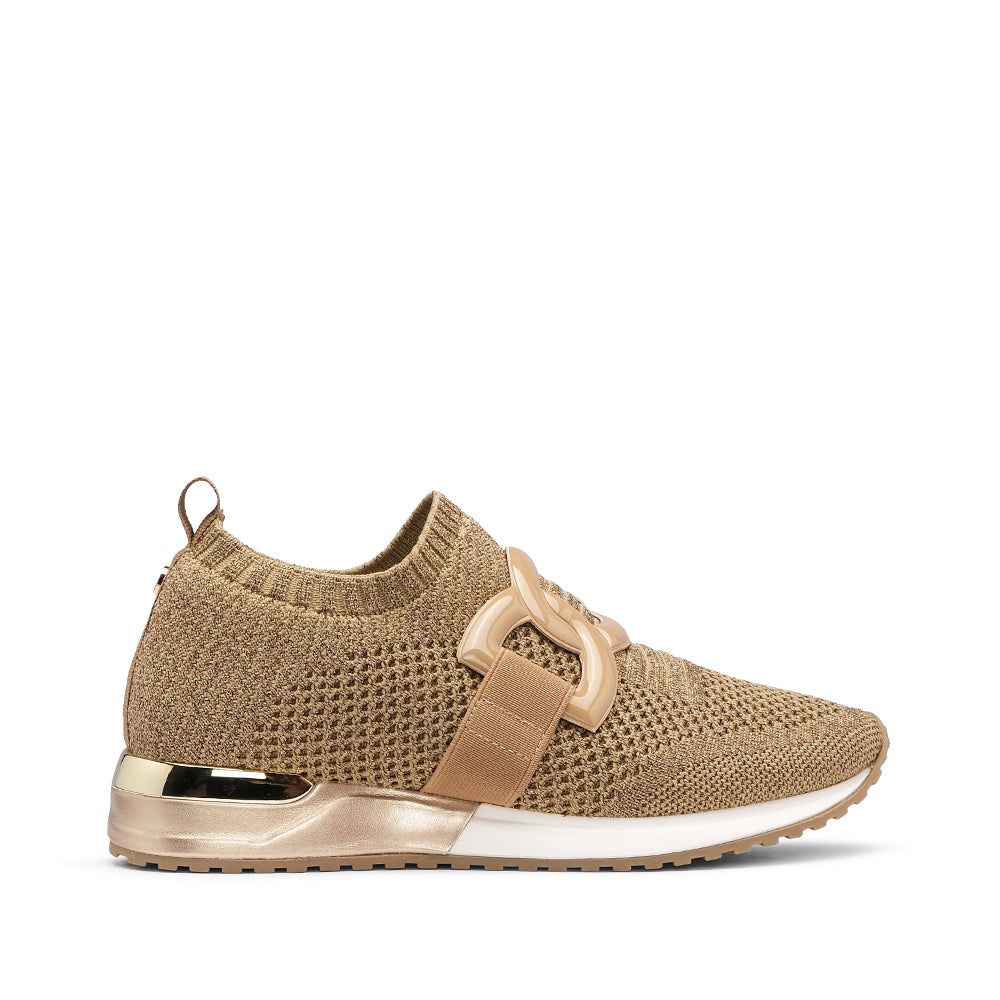 Sapatilha Casual Mulher Têxtil Dourado