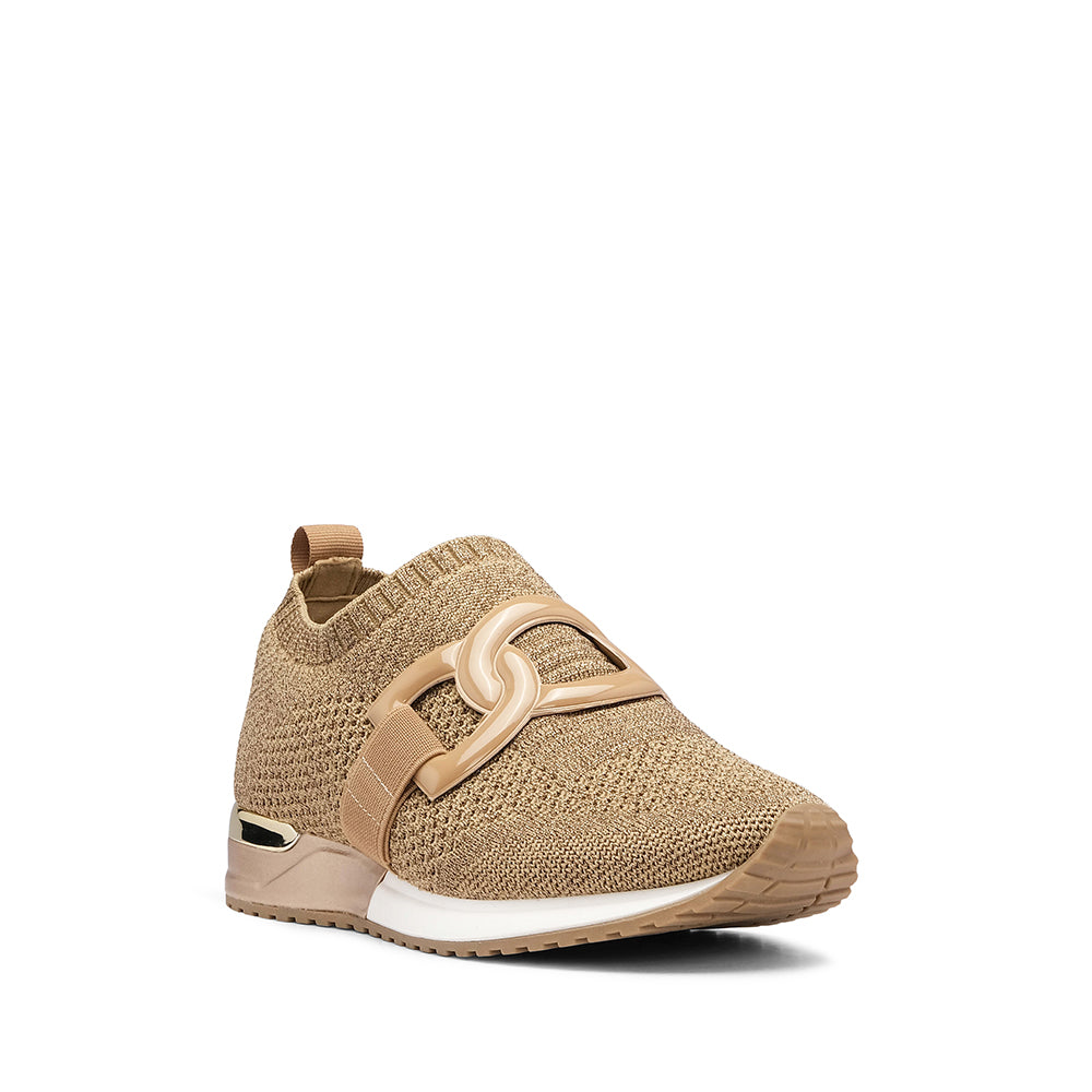 Sapatilha Casual Mulher Têxtil Dourado