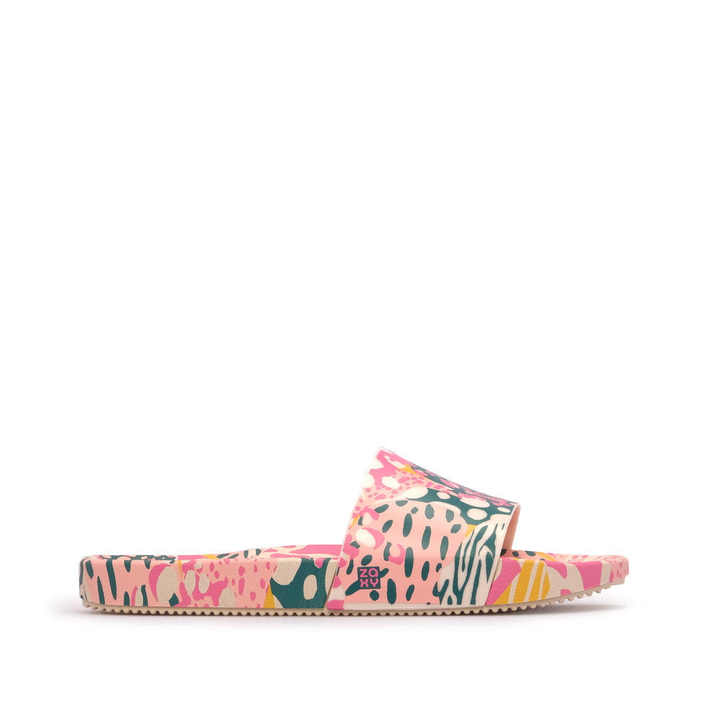 Chinelo Salto Raso Mulher Pele Sintética Rosa