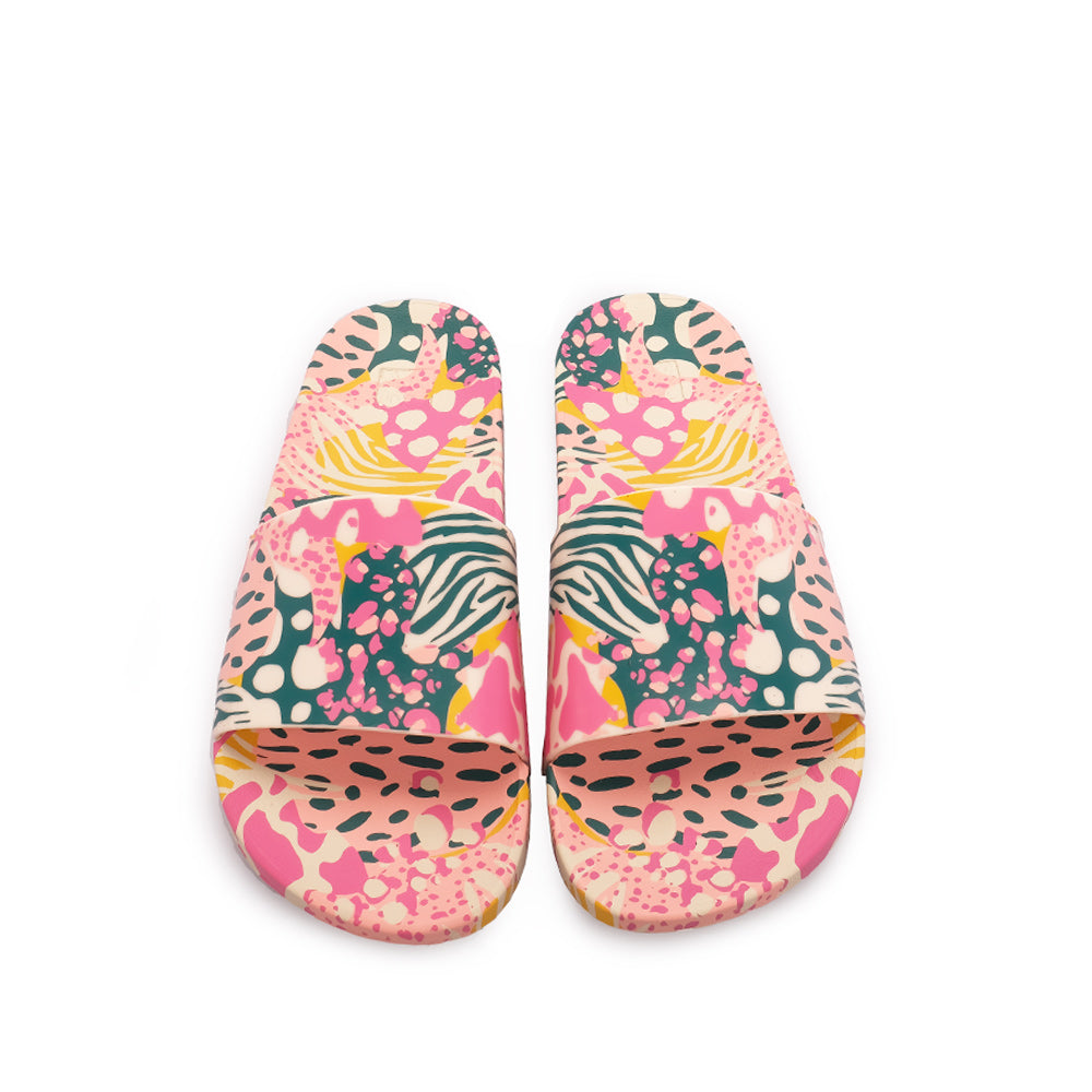 Chinelo Salto Raso Mulher Pele Sintética Rosa