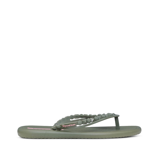 Chinelo Salto Raso Mulher Pele Sintética Verde