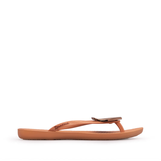 Chinelo Salto Raso Mulher Pele Sintética Castanho