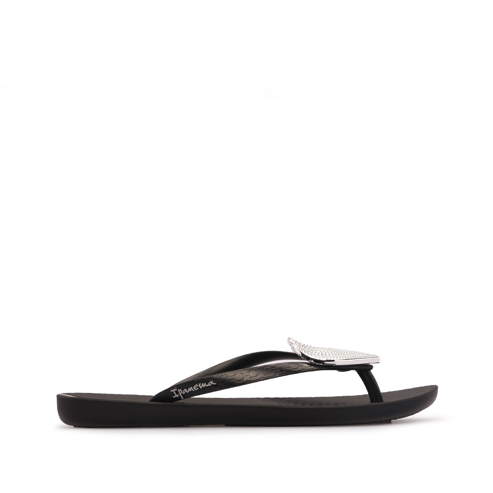 Chinelo Salto Raso Mulher Pele Sintética Preto