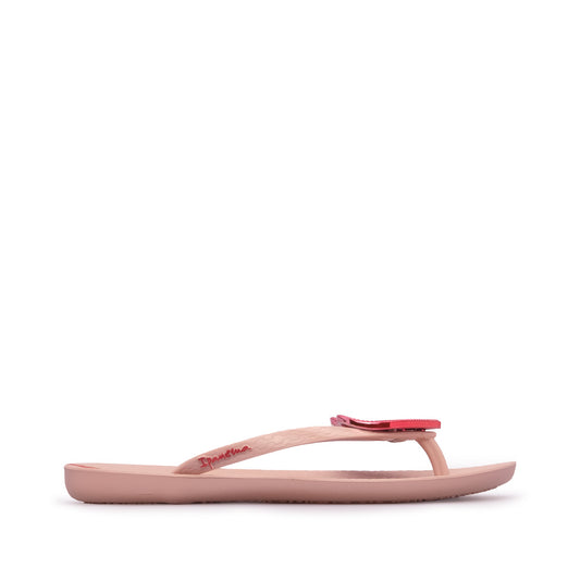 Chinelo Salto Raso Mulher Pele Sintética Rosa