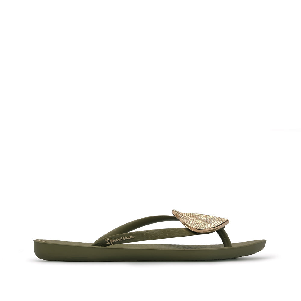 Chinelo Salto Raso Mulher Pele Sintética Verde