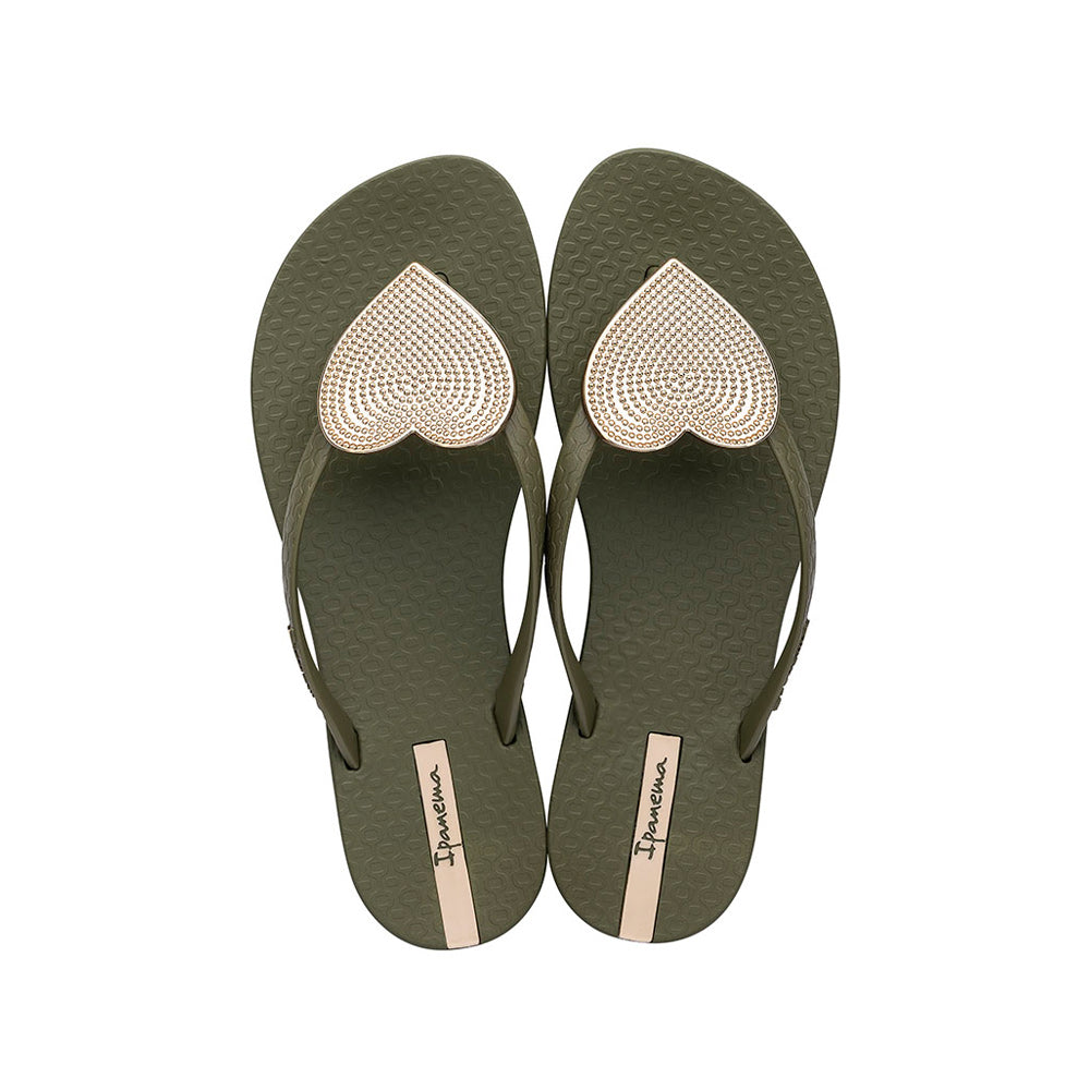 Chinelo Salto Raso Mulher Pele Sintética Verde