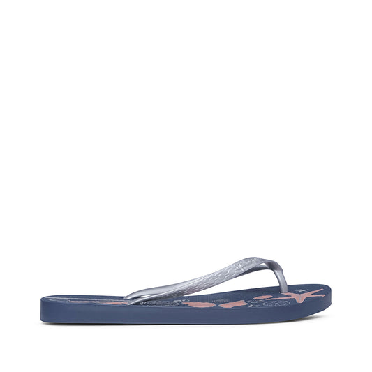 Chinelo Salto Raso Mulher Pele Sintética Azul