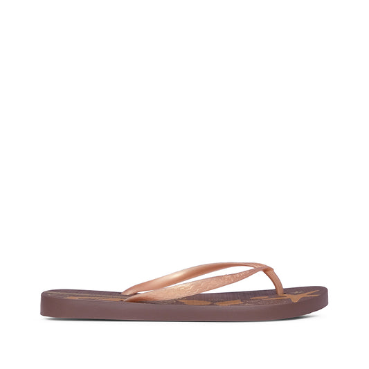 Chinelo Salto Raso Mulher Pele Sintética Castanho