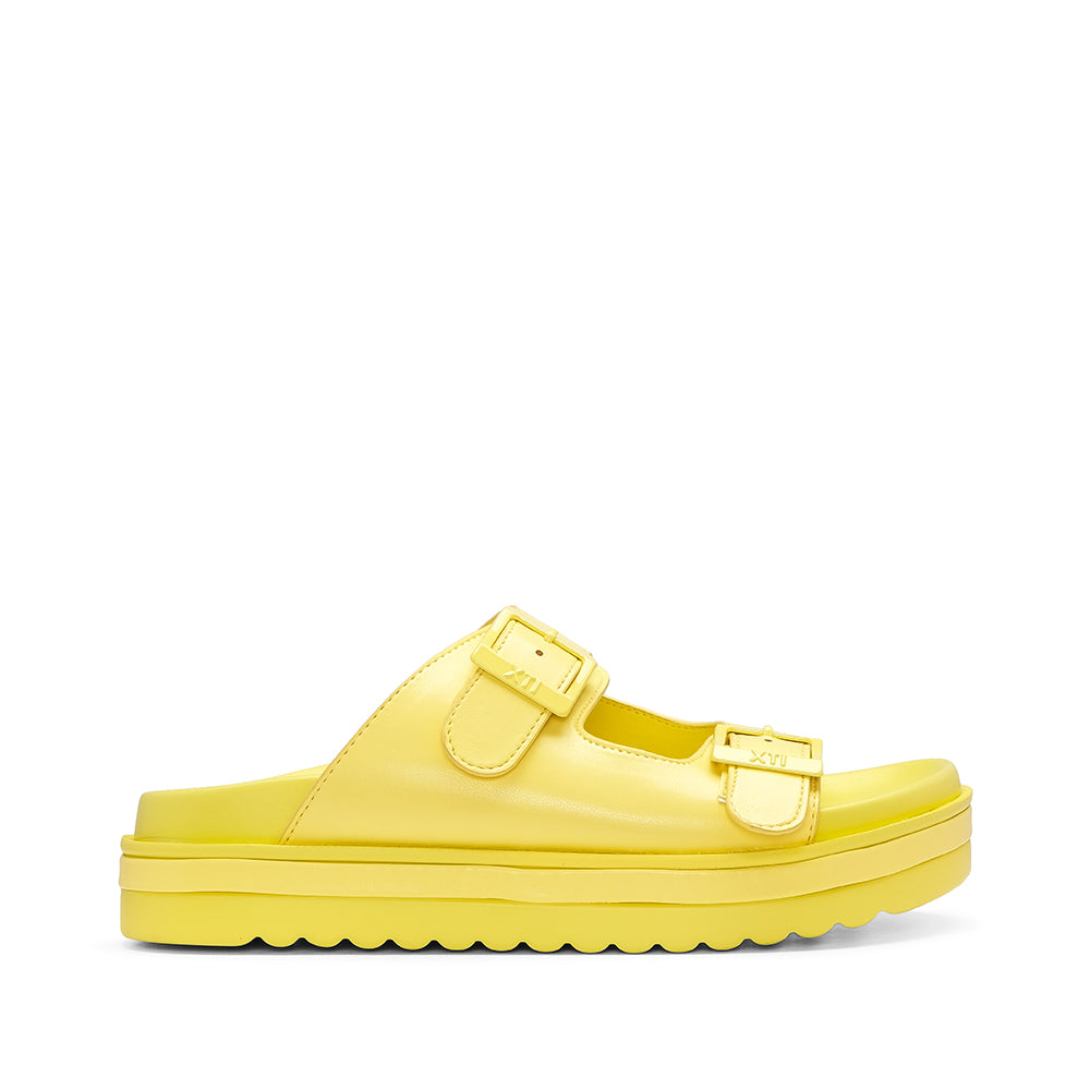 Chinelo Salto Raso Mulher Pele Sintética Amarelo