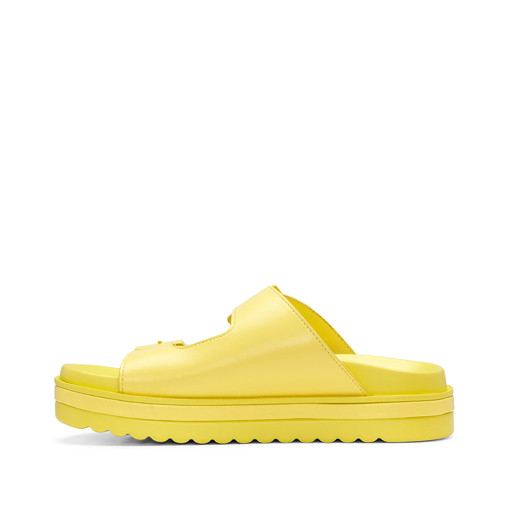 Chinelo Salto Raso Mulher Pele Sintética Amarelo