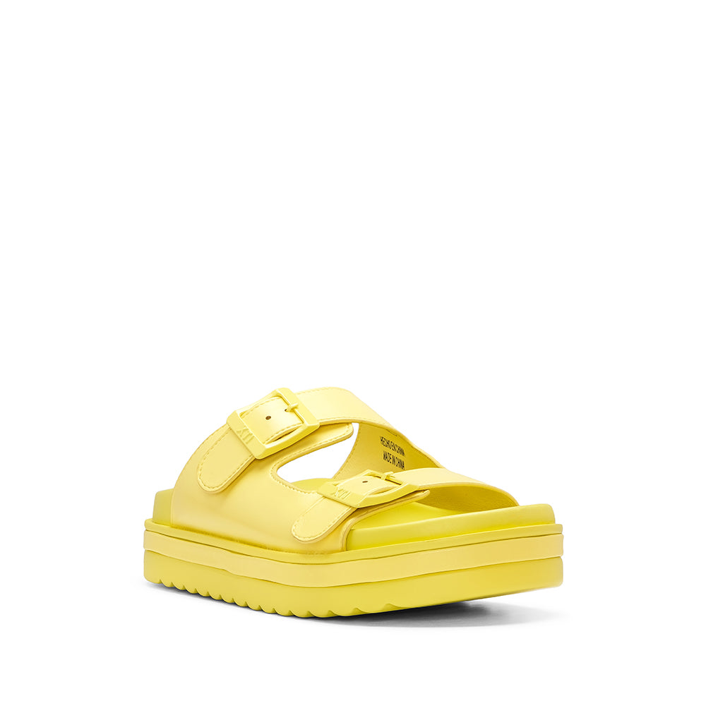 Chinelo Salto Raso Mulher Pele Sintética Amarelo