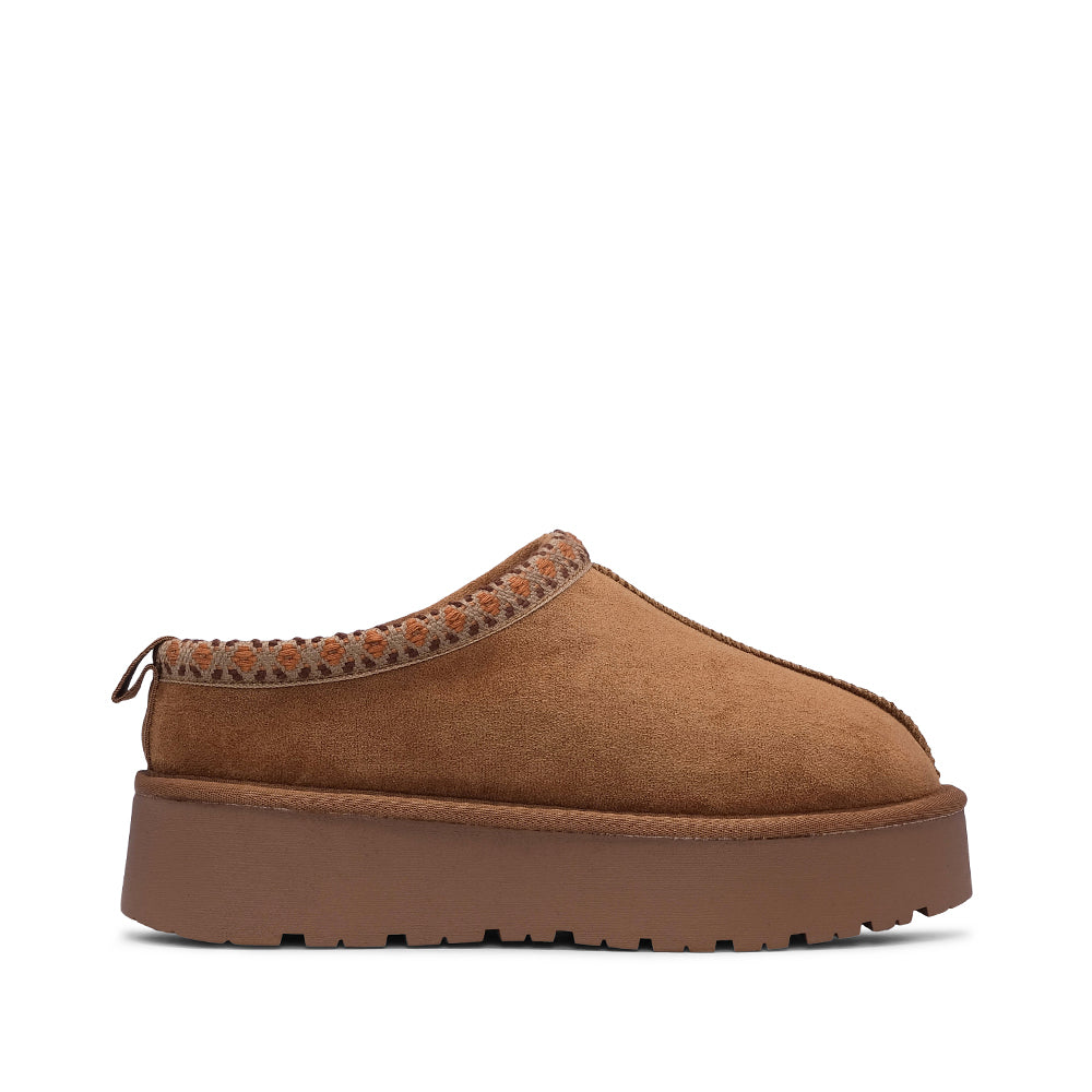 Pantufa Casual Mulher Pele Sintética Camel