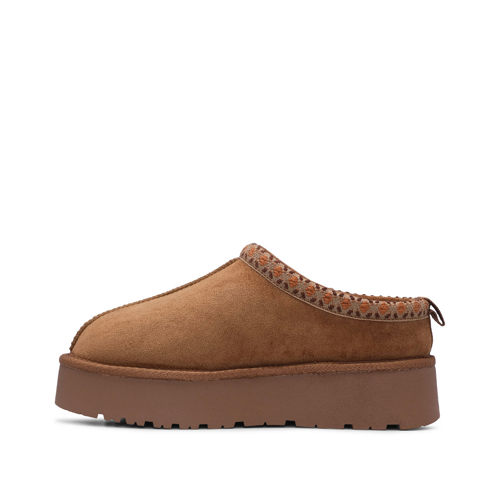 Pantufa Casual Mulher Pele Sintética Camel
