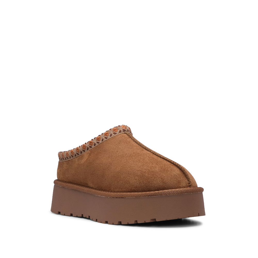 Pantufa Casual Mulher Pele Sintética Camel