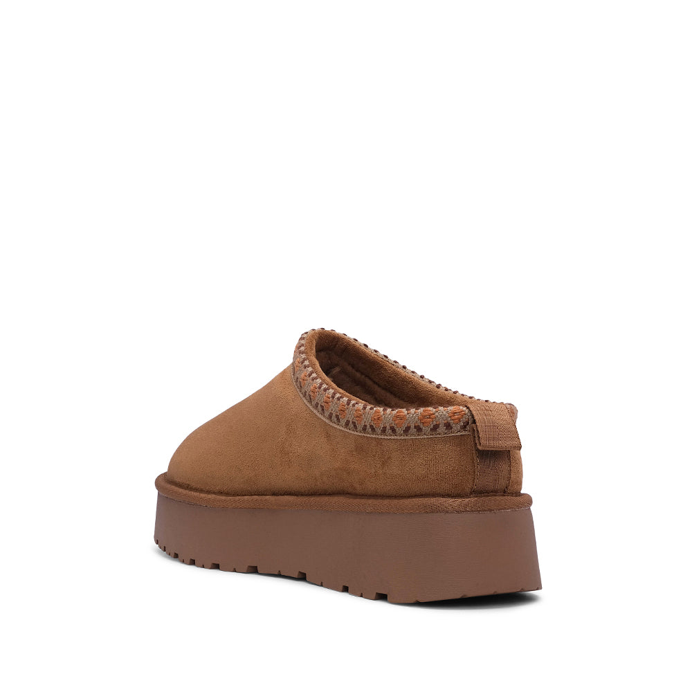 Pantufa Casual Mulher Pele Sintética Camel