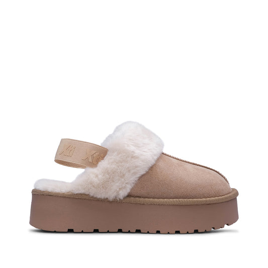 Pantufa Casual Mulher Pele Sintética Bege