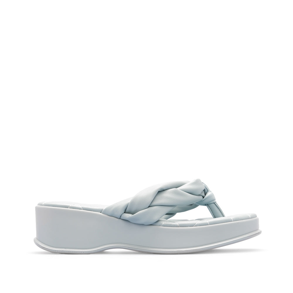 Chinelo Salto Cunha Mulher Pele Sintética Azul