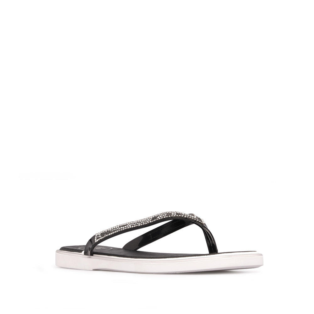 Chinelo Salto Raso Mulher Pele Sintética Preto