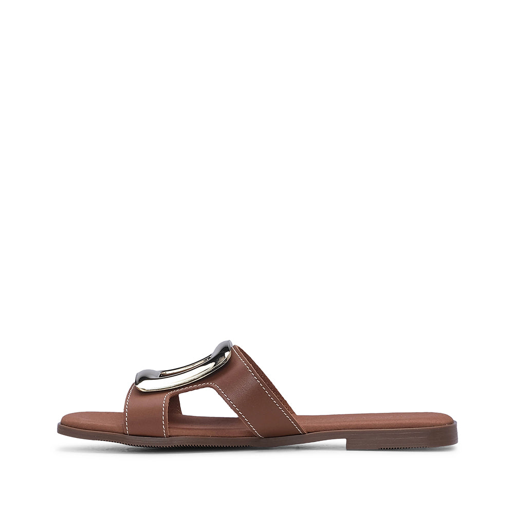 Chinelo Casual Mulher Pele Camel