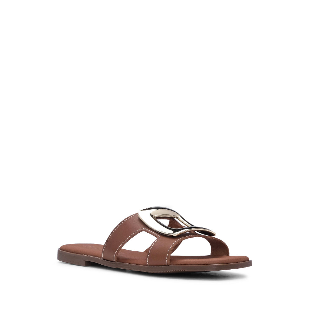 Chinelo Casual Mulher Pele Camel