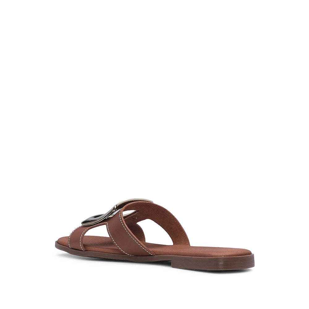 Chinelo Casual Mulher Pele Camel