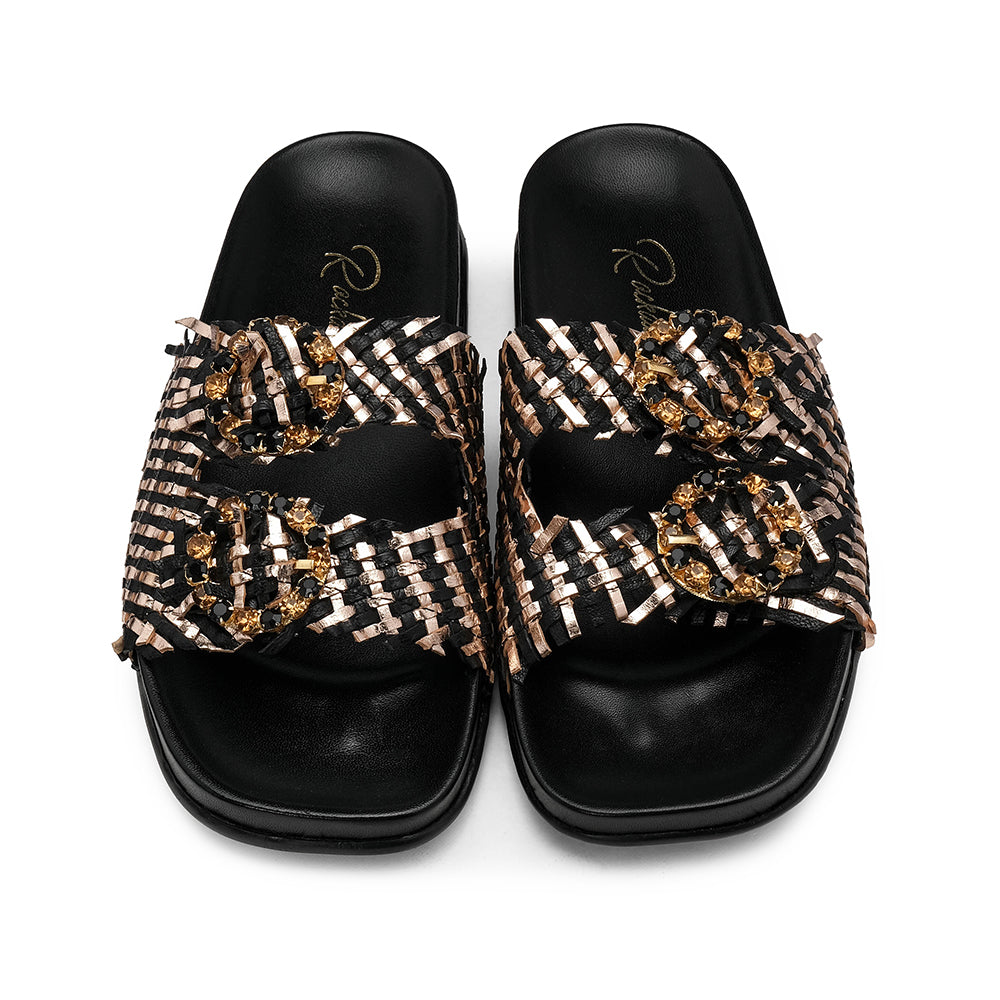 Chinelo Casual Mulher Metalizado Preto