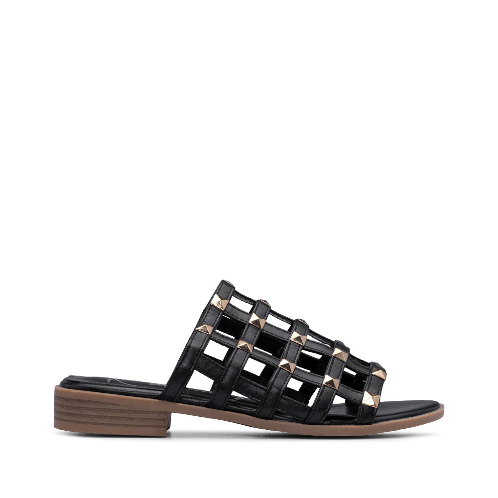 Chinelo Salto Raso Mulher Pele Sintética Preto