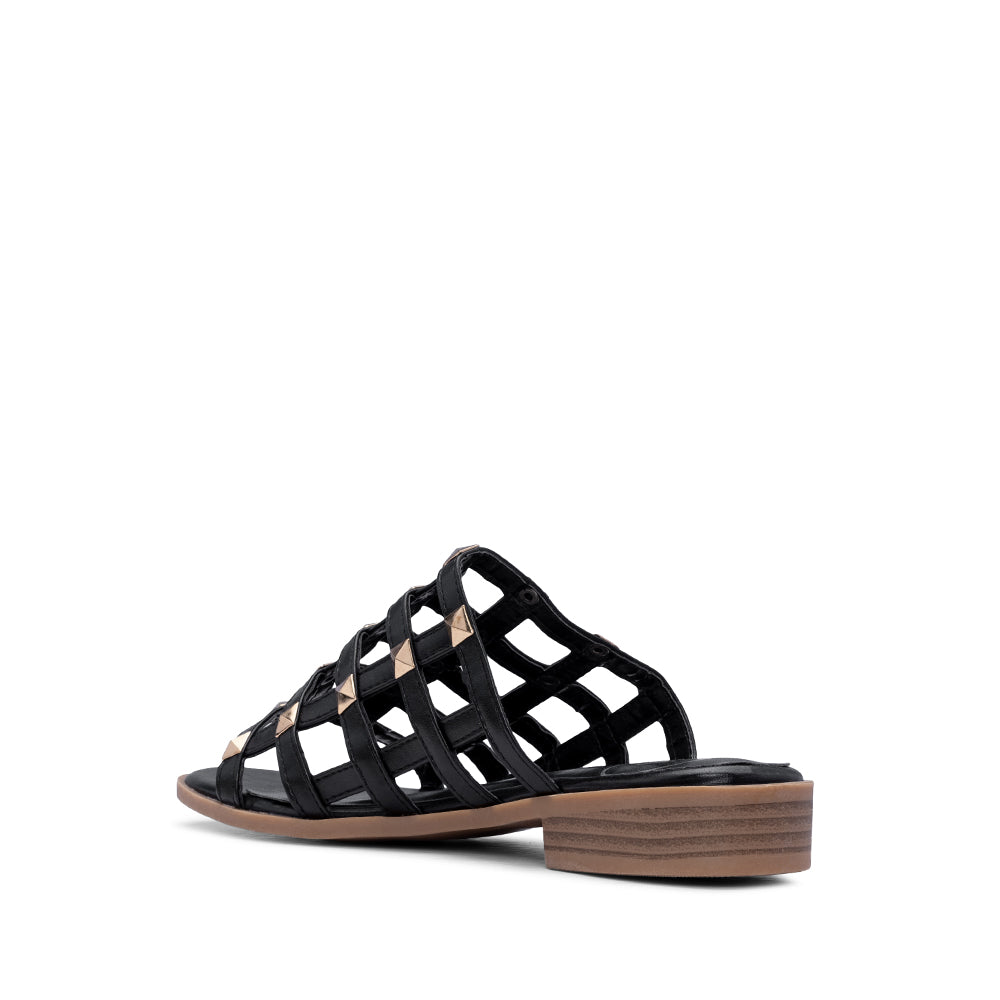 Chinelo Salto Raso Mulher Pele Sintética Preto