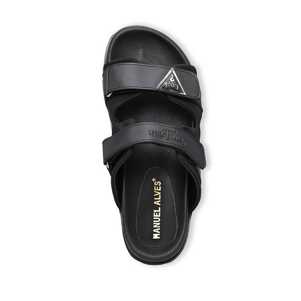 Chinelo Salto Raso Mulher Pele Preto
