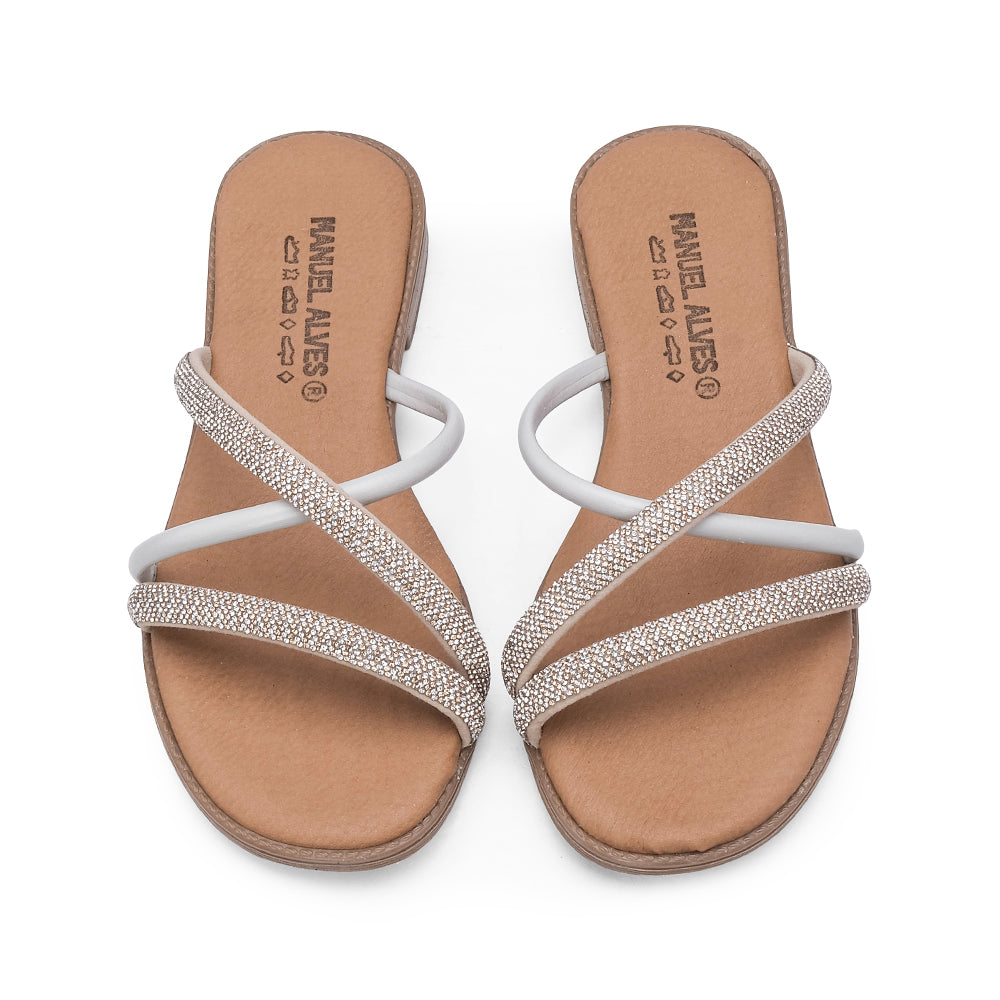 Chinelo Com Glitter Casual Mulher Pele Dourado