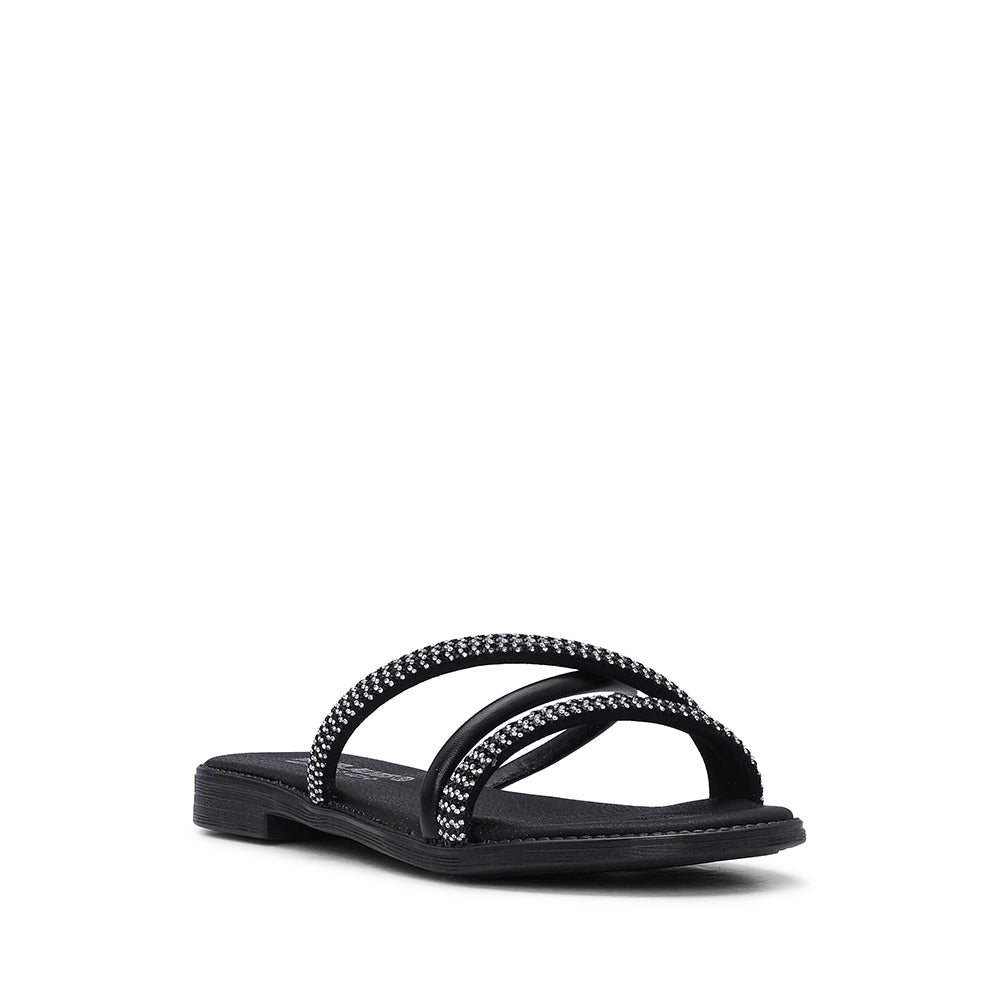 Chinelo Com Glitter Casual Mulher Pele Preto