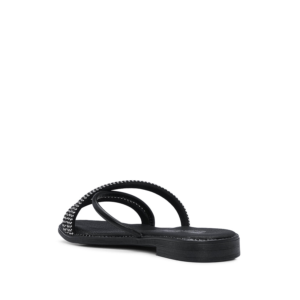 Chinelo Com Glitter Casual Mulher Pele Preto
